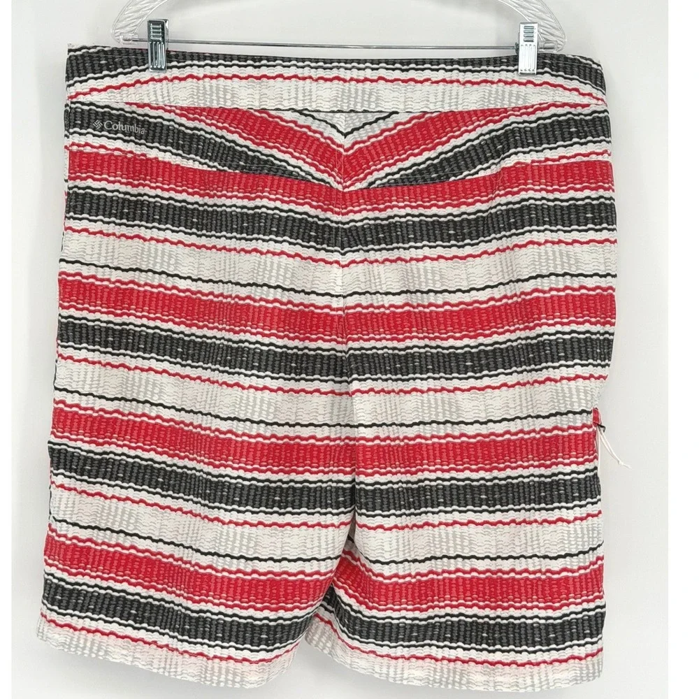 Columbia Omni Shield Swim Trunks Board Shorts Red Black White Stripe 38 48 99-19
